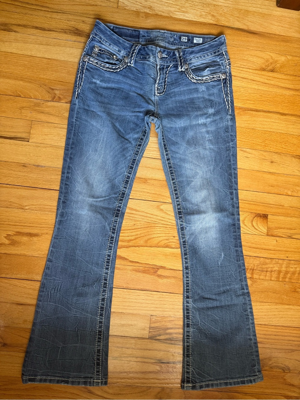 Miss Me Women’s Mid-Rise Blue Bootcut Jeans
